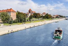 Torun city located on the Vistula river bank, Poland.