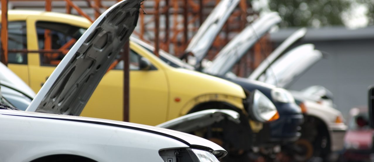 Scrapyard with used, broken cars