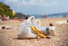 Edukacja i system kaucyjny pomogą w walce ze śmieceniem Garbage on a beach, environmental pollution concept picture.