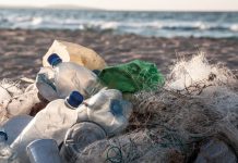Plastikowe odpady na plaży