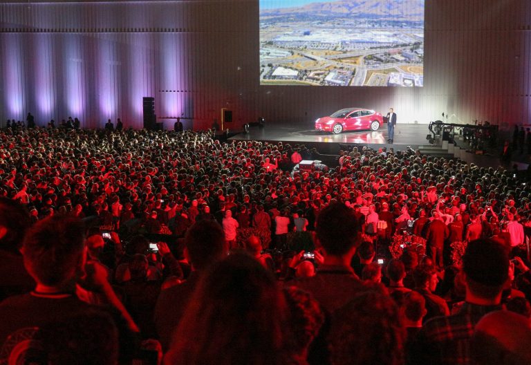 Model 3 Delivery Event Crowd