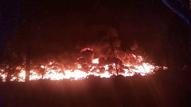 Pożar składowiska opon pod Lubartowem [WIDEO]