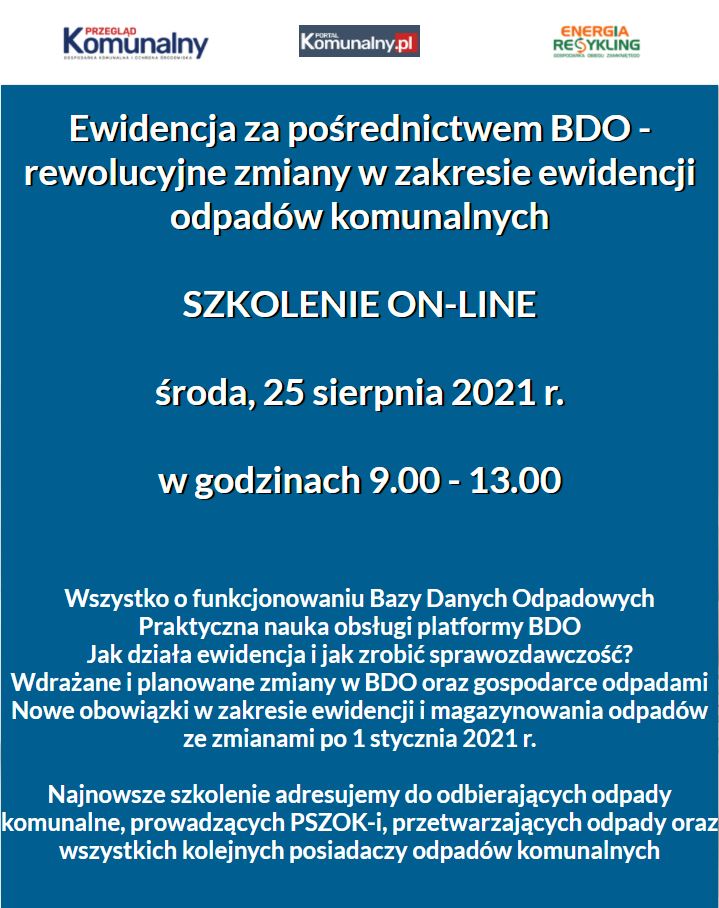 Rewolucyjne zmiany w BDO. Bądź na nie przygotowany. Szkolenie BDO online już 25 sierpnia 2021 r.