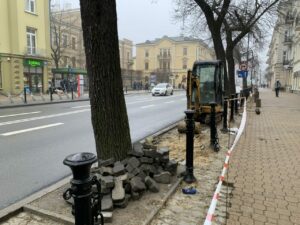 Lublin: rozbiórka kostki brukowej pod nowe nasadzenia
