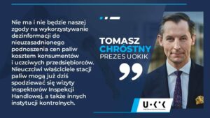 Prezes UOKiK zlecił natychmiastowe kontrole stacji ws. podnoszenia cen paliw