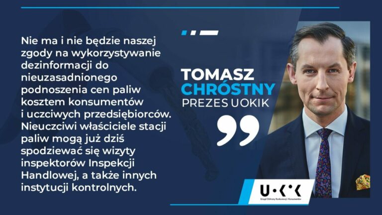 Prezes UOKiK zlecił natychmiastowe kontrole stacji ws. podnoszenia cen paliw