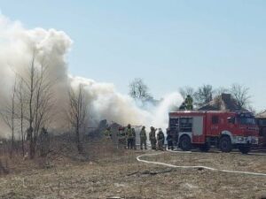 Pożar na składowisku odpadów drewnianych w KWK Makoszowy