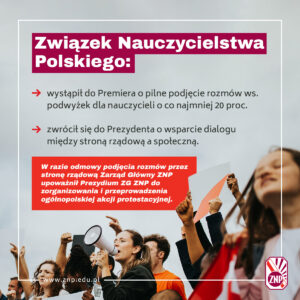 ZNP wystąpił do premiera o podjęcie rozmów w sprawie podwyżek dla nauczycieli. Niewykluczony protest