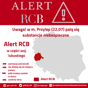 Lubuskie. RCB rozszerzyło ostrzeżenie o substancjach niebezpiecznych w powietrzu na sąsiednie powiaty