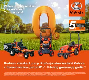 Kubota Polska wprowadza gratisową przedłużoną gwarancję na profesjonalne kosiarki samojezdne*