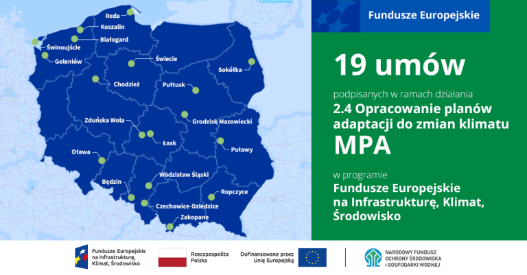 19 miejscowości z Miejskimi Planami Adaptacji z dofinansowaniem z Funduszy Europejskich. Będzie kolejny nabór