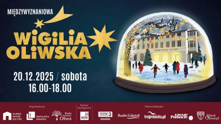 Artystyczna szopka ze złomu przed Oliwskim Ratuszem Kultury